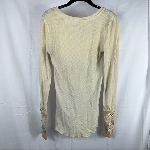 Free People Sweater Kyoto Cuff Thermal Mushroom Waffle Knit Long Sleeve V-Neck - Picture 11 of 12